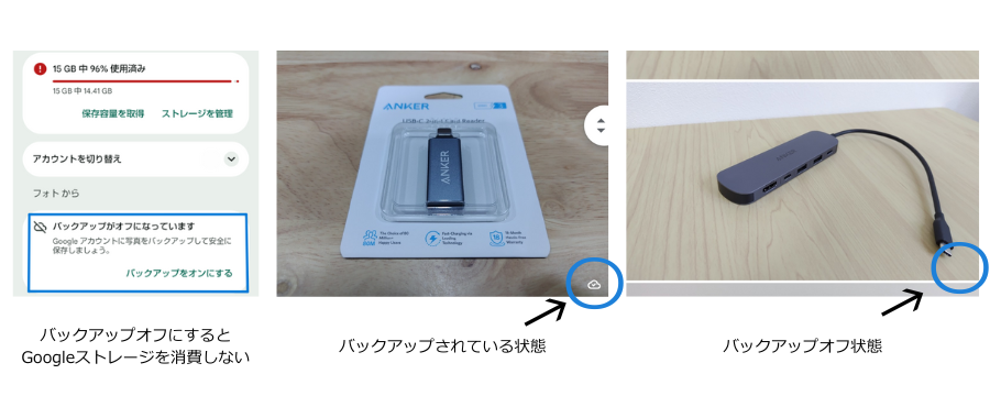バックアップオフにする
