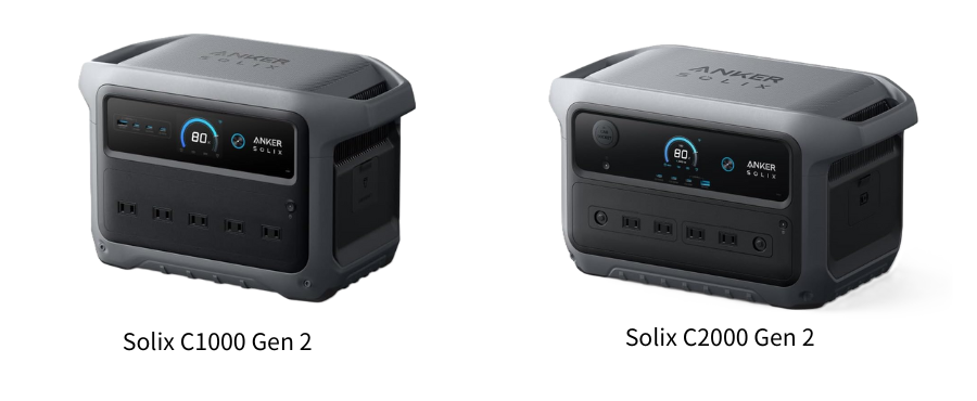 Anker Solix C1000 Gen 2とC2000 Gen 2のスペック比較表
