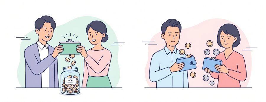 お小遣い制と別財布の違い比較表